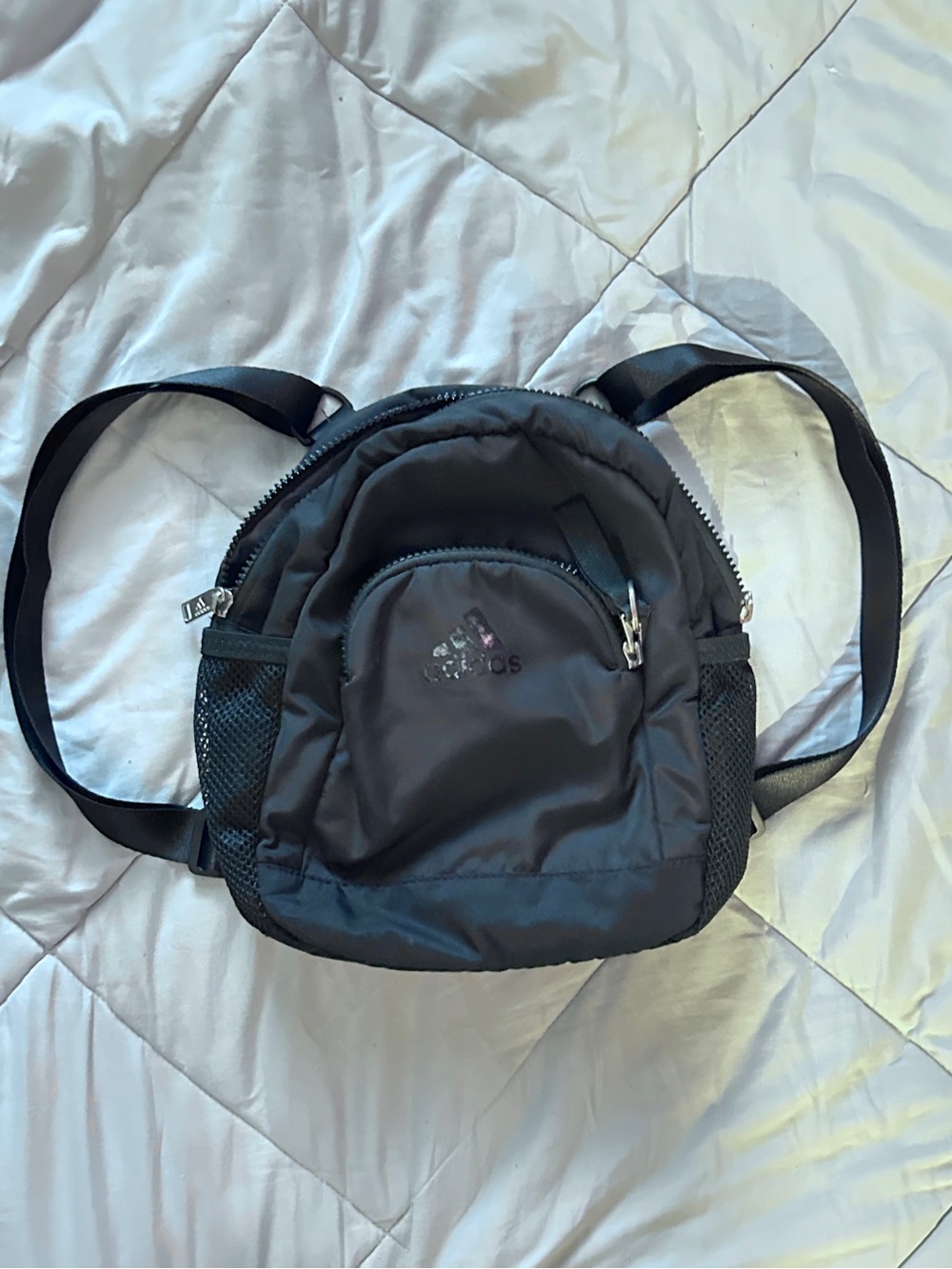 adidas Black Mini Backpack with Mesh Side Pockets
